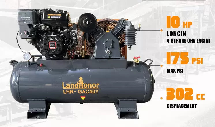 LANDHONOR 10HP 40GAL 2-STAGE TRUCK MOUNT AIR COMPRESSOR