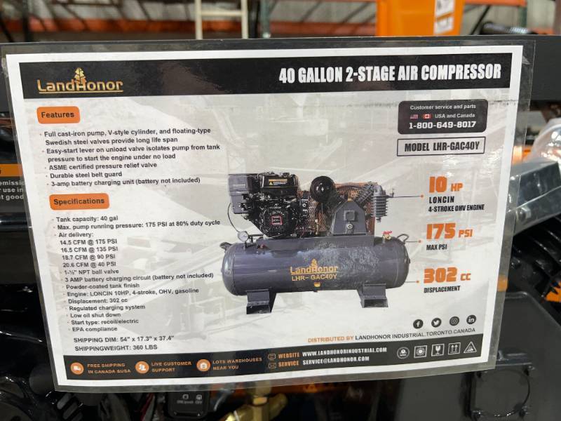 LANDHONOR 10HP 40GAL 2-STAGE TRUCK MOUNT AIR COMPRESSOR