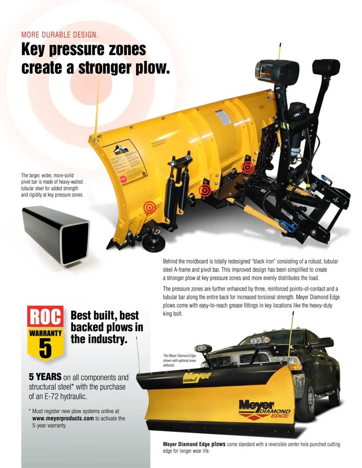 MEYER 7/5' DIAMOND EDGE SNOW PLOW FOR PICK UP TRUCK