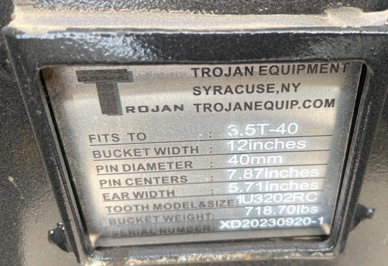 12" TROJAN TRENCHING BUCKET FOR EXCAVATOR CAT 303 304