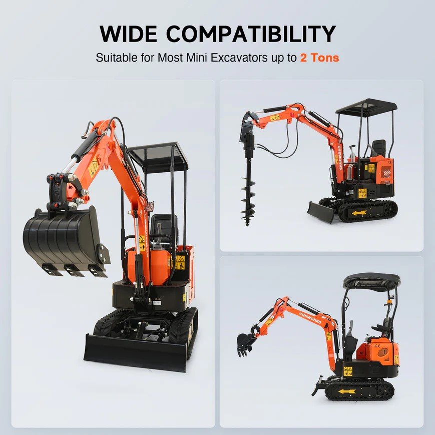 Hydraulic Auger Attachment for 1-Ton Mini Excavator 25MM Pins