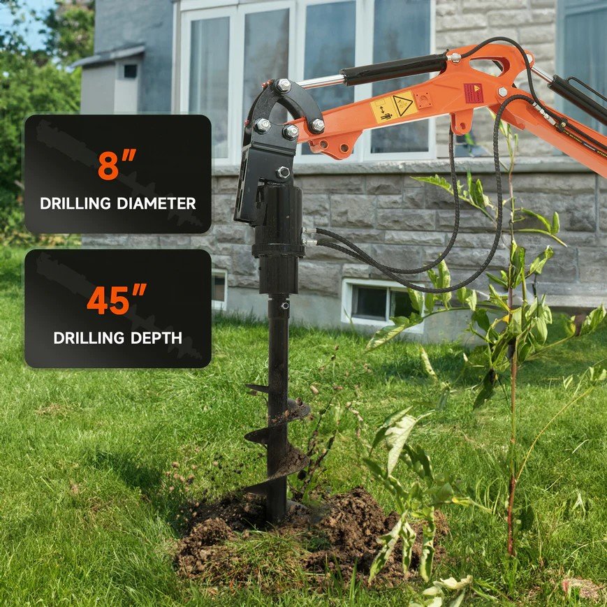 Hydraulic Auger Attachment for 1-Ton Mini Excavator 25MM Pins