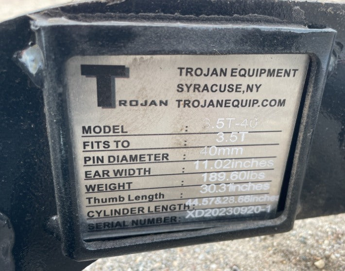 3.5 TON TROJAN HYDRAULIC THUMB FOR EXCAVATOR CAT 303 304