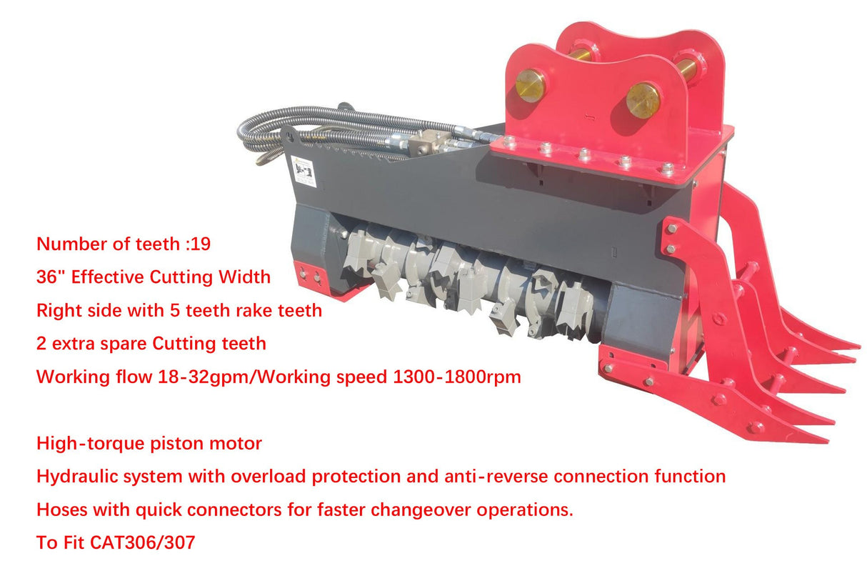 NEW 36" EXCAVATOR MULCHING ATTACHMENT 5-8 TON