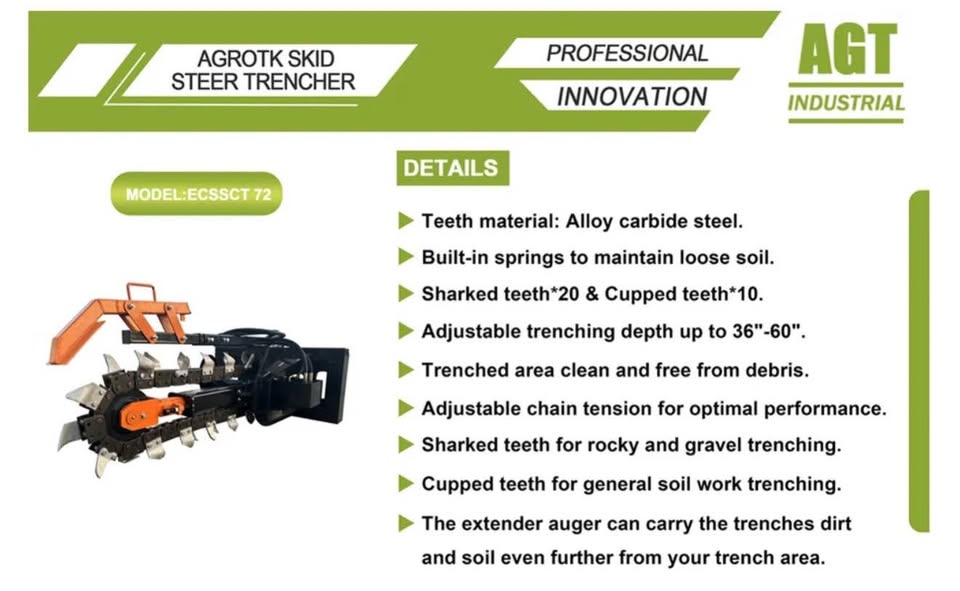 Mower King 36" Trencher Skid Steer Attachment