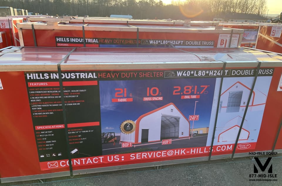 Hills Industrial HD 80' Double Truss PVC Building 80' x 40' x 24'