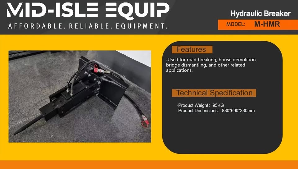 MINI SKID STEER CONCRETE HAMMER BREAKER ATTACHMENT