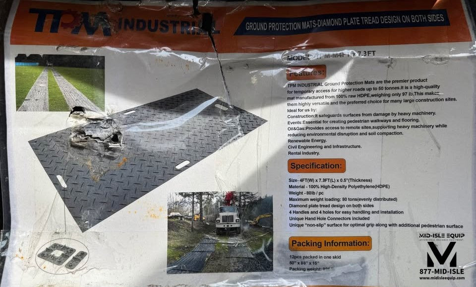TPM 8'X4' GROUND PROTECTION MATS HDPE 1/2" BLACK