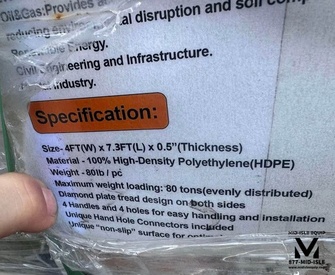 TPM 8'X4' GROUND PROTECTION MATS HDPE 1/2" BLACK