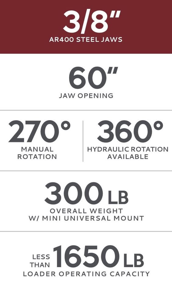 VIRNIG V20 MINI HYDRAULIC ROTATING TREE GRAPPLE