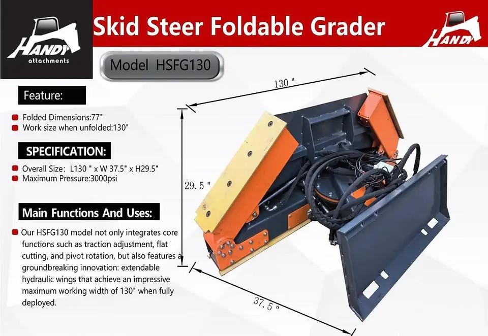 SKID STEER HYDRAULIC FOLDABLE GRADER ATTACHMENT SKEER by Handy
