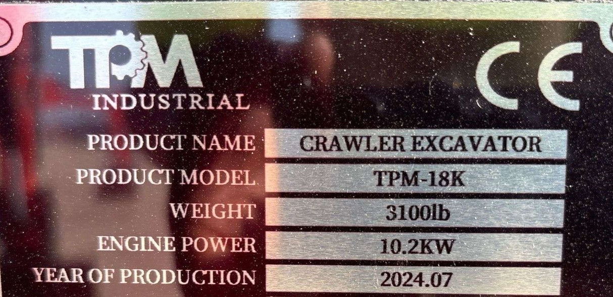 2025 TPM INDUSTRIAL TPM18 KUBOTA DIESEL MINI EXCAVATOR