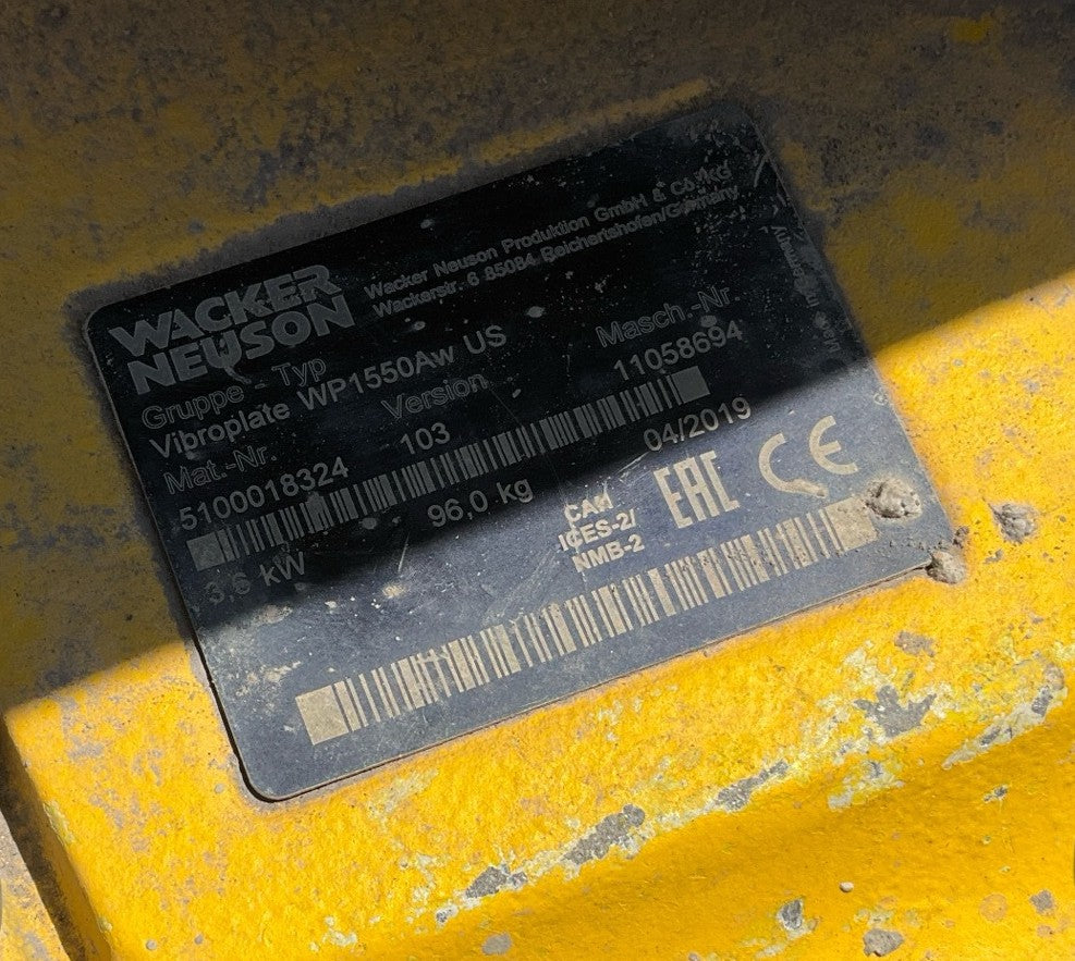 2019 WACKER NEUSON WP1550AW PLATE COMPACTOR