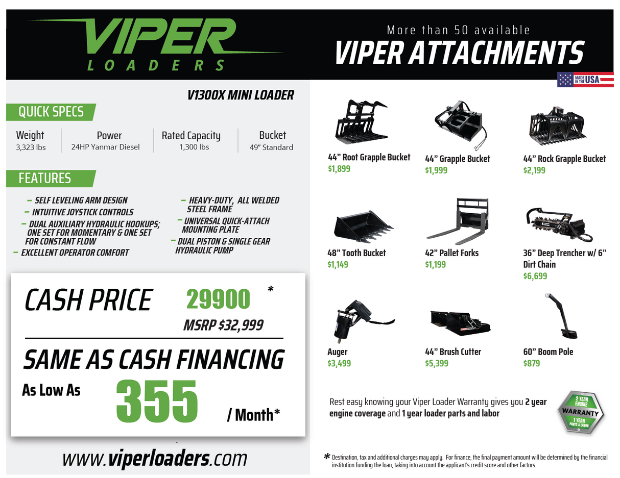 2025 Viper V1300X Mini Skid Track Loader