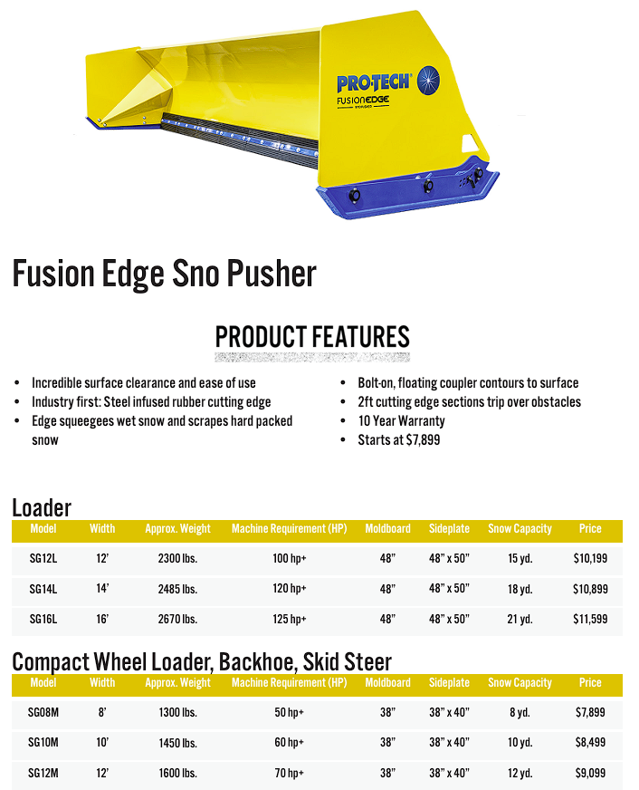 PRO-TECH FUSION LIVE EDGE SNOW PUSHER 10YR WARRANTY