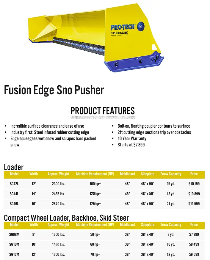 PRO-TECH FUSION LIVE EDGE SNOW PUSHER 10YR WARRANTY by PRO-TECH