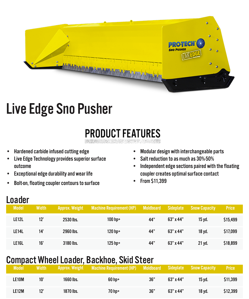 PRO-TECH FUSION LIVE EDGE SNOW PUSHER 10YR WARRANTY
