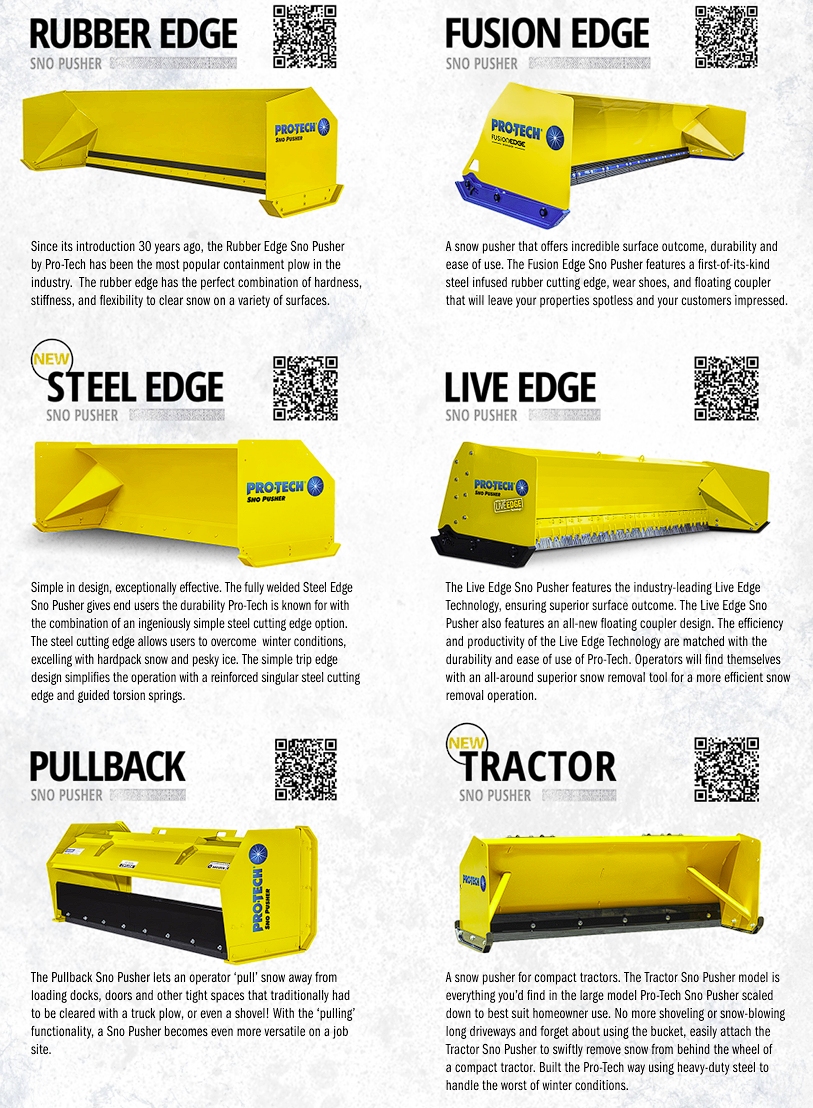 PRO-TECH SNOW PUSHER WITH PULL BACK 10YR WARRANTY