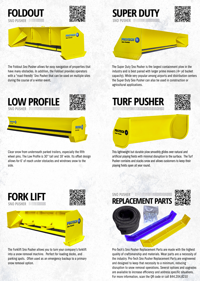 PRO-TECH SNOW PUSHER WITH PULL BACK 10YR WARRANTY