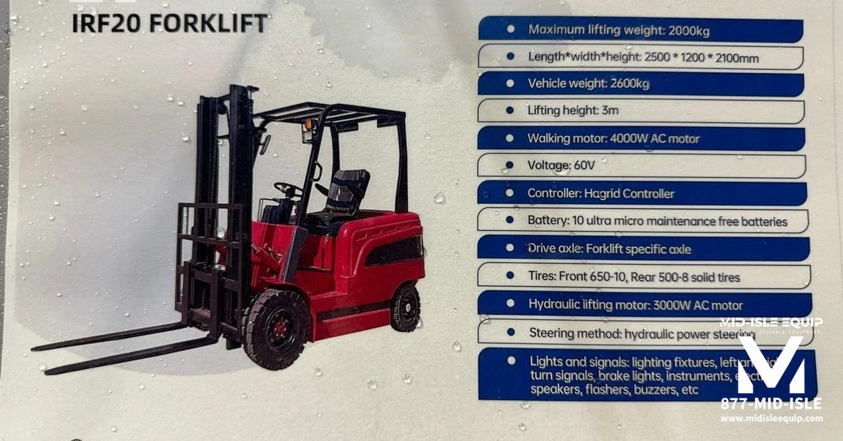2025 IR IRF20 2.5 TON ELECTRIC 60V FORKLIFT