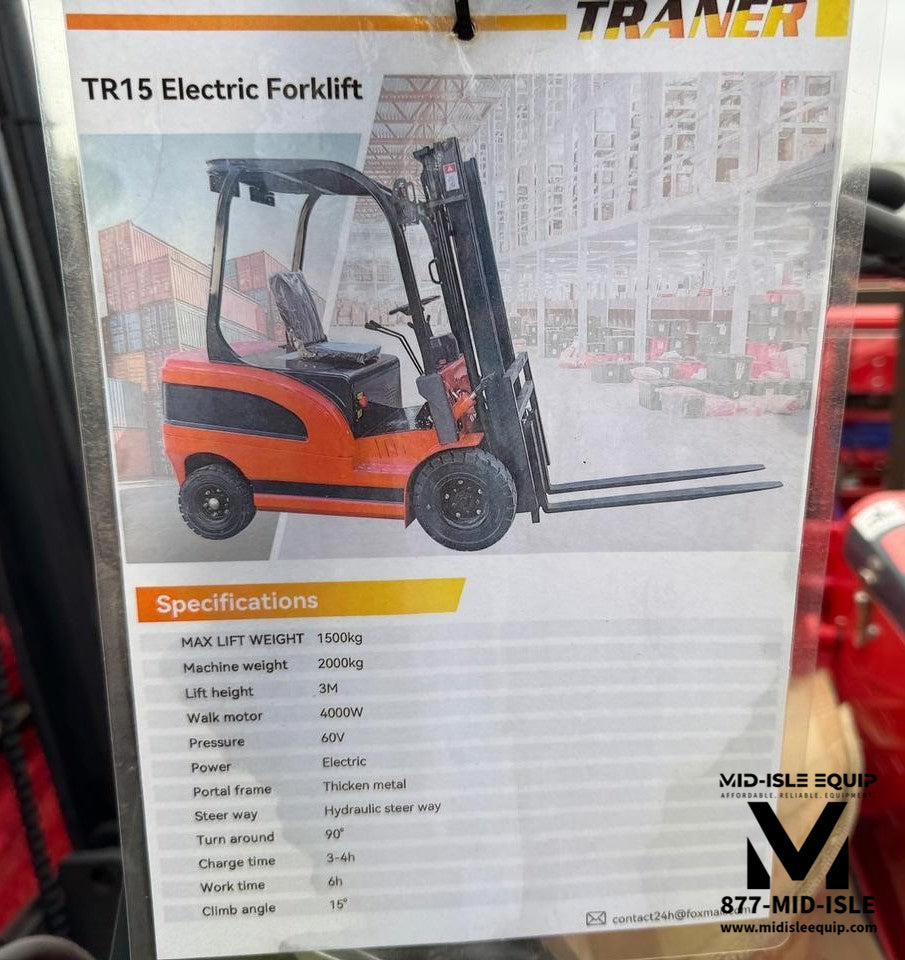 2025 TRANER TR15 2-TON ELECTRIC FORKLIFT 60V