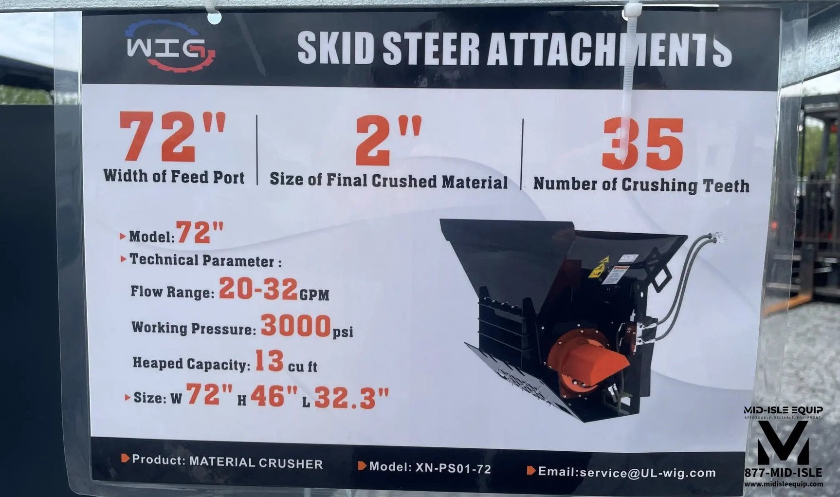 72" SKID STEER MATERIAL CRUSHER ATTACHMENT BLOCK CRUSHER by WIG