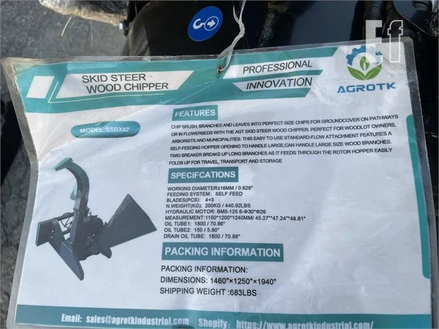 AGT Hydraulic Wood Chipper Skid Steer Attachment