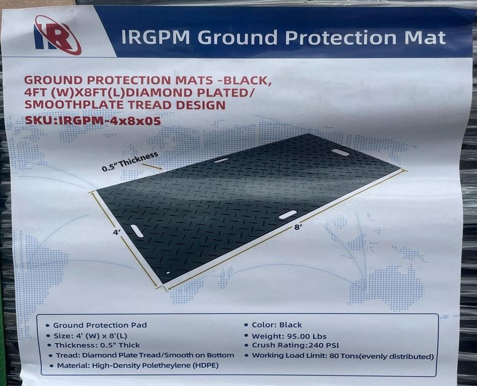 TPM 8'X4' GROUND PROTECTION MATS HDPE 1/2" BLACK