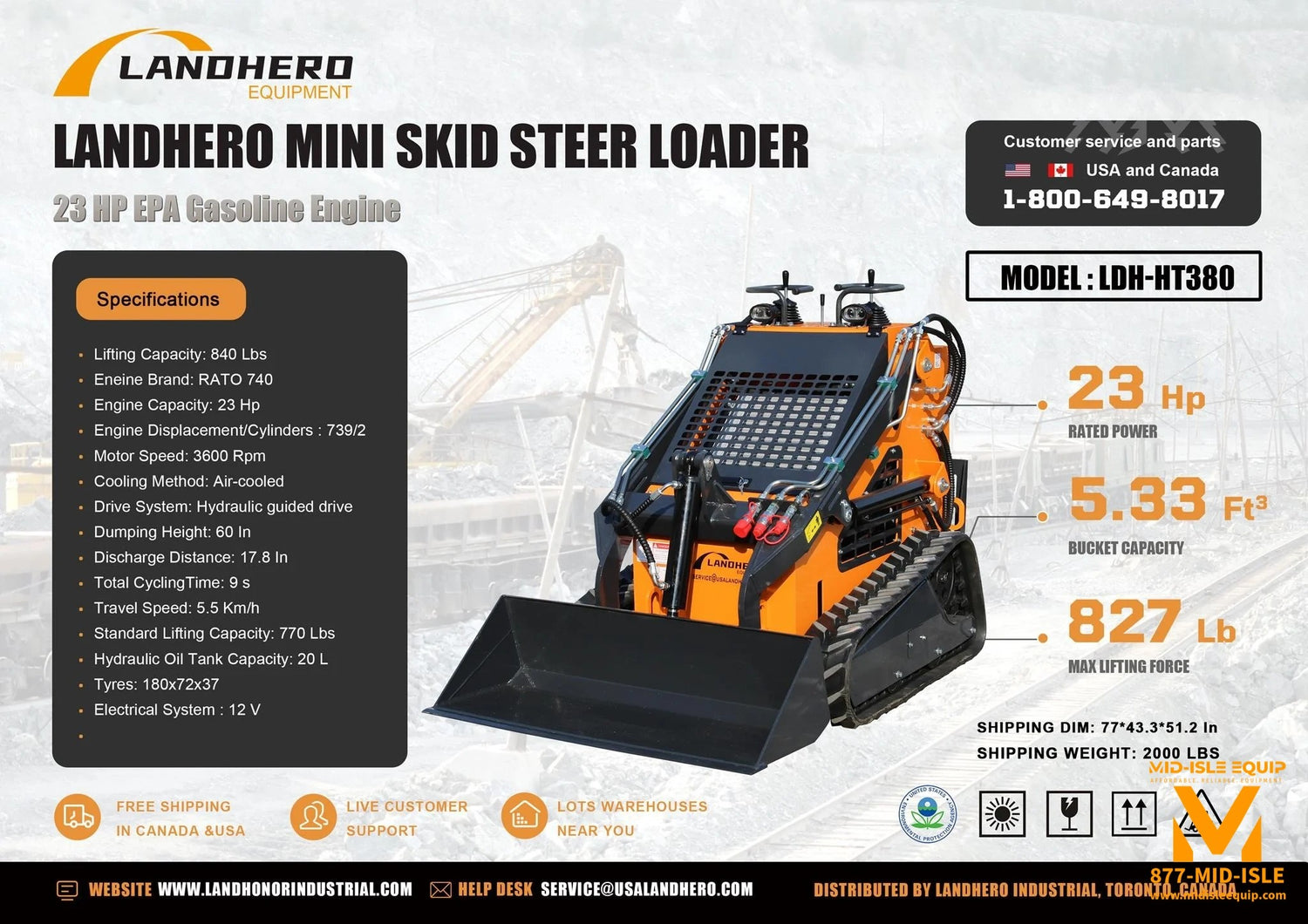 2025 LAND HERO LDH-HT380 MINI SKID TRACK LOADER