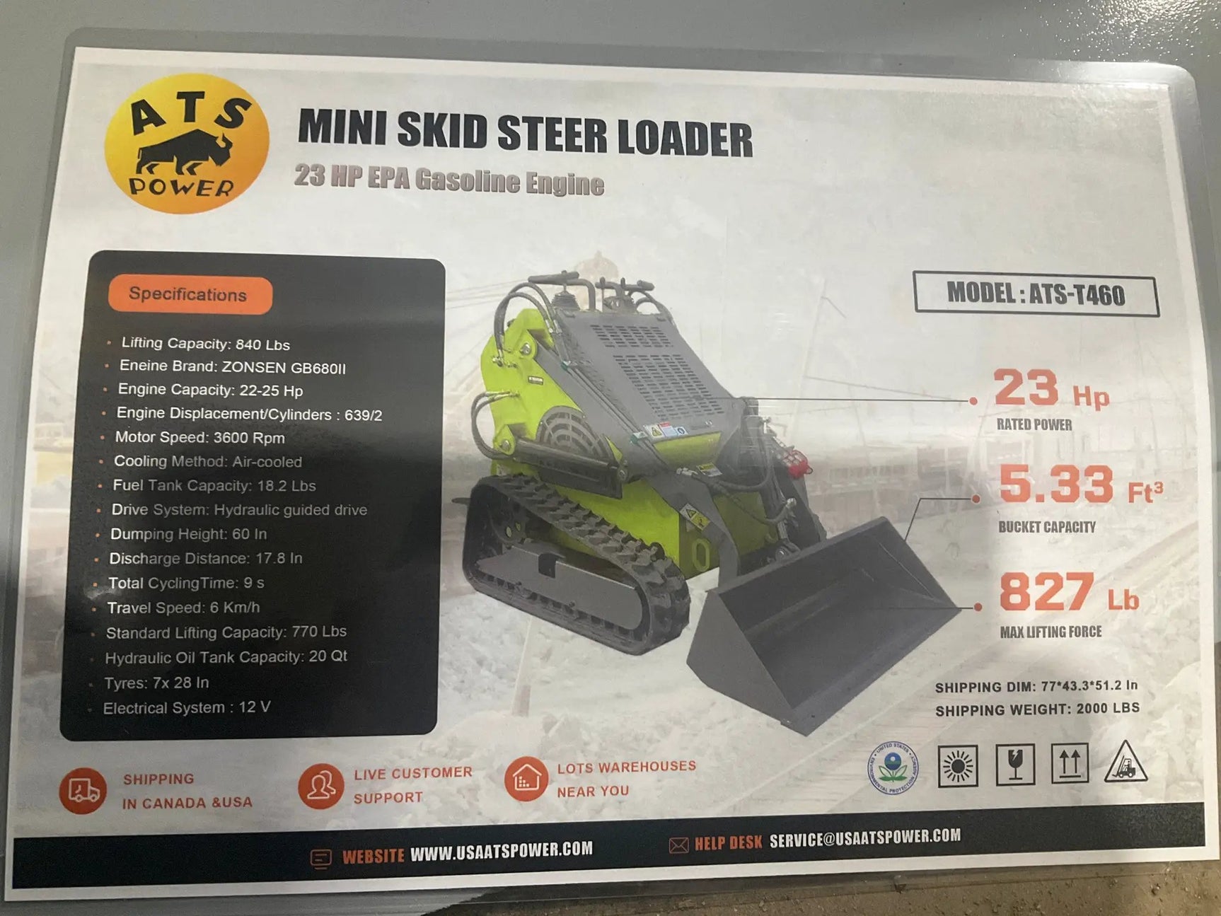 2026 ATS POWER T460 MINI SKID STEER TRACK LOADER by ATS POWER