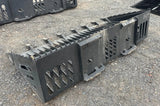 Wildcat 84-Inch Rock Skeleton Bucket with Teeth for Skid Steer; black steel attachment, two units visible.