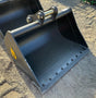 Trojan 42-inch clean-up excavator bucket; steel, black, CAT 305 compatible.