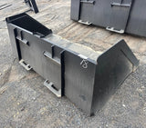 Black 78-inch snow bucket for skid steer with universal attachment by Wildcat