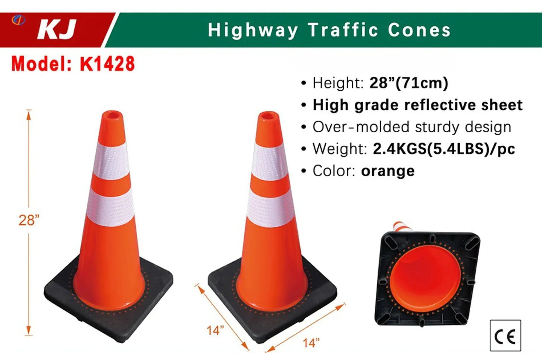 PVC Traffic Cone with Reflective Tape by My Store
