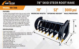 ARTEER 78" ROOT RAKE GRAPPLE FOR SKID STEER