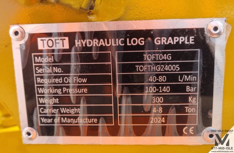 TOFT 04G HYDRAULIC ROTATING GRAPPLE FOR 4-8 TON EXCAVATOR CAT 306 307