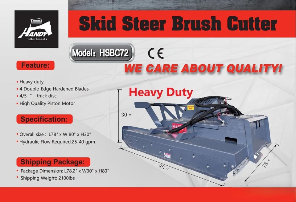 78" HD SKID STEER BRUSH CUTTER HIGH FLOW