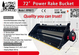 RAYTREE 72" POWER RAKE BUCKET FOR SKID STEER