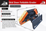 SKID STEER HYDRAULIC FOLDABLE GRADER ATTACHMENT SKEER