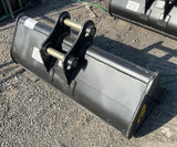 Trojan 42-inch clean-up bucket for excavator; black steel bucket with mounting pins