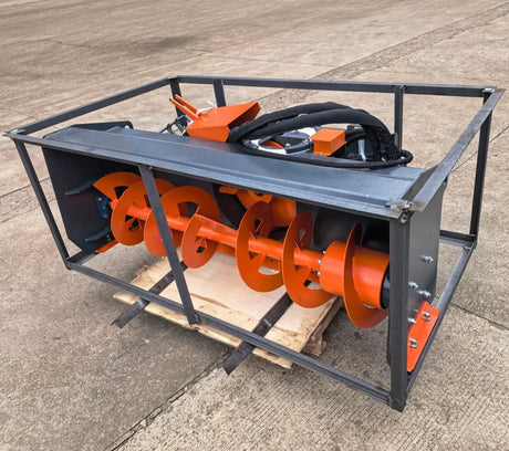 Skid Steer attachment Handy 72-inch hydraulic snow blower with orange auger blades