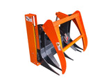 Handy 26-inch Grapple Saw Attachment for Skid Steer, orange steel frame with hydraulic hoses