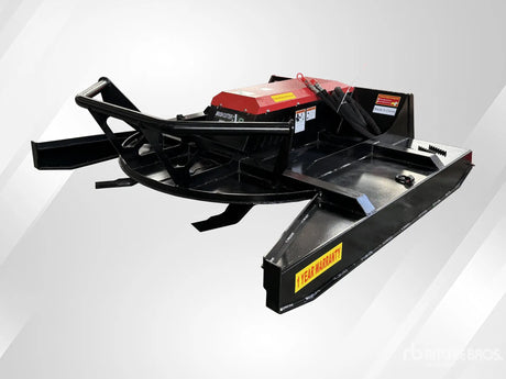 Raytree 72 Inch Heavy Duty Skid Steer Brush Cutter by Handy; black unit with red housing