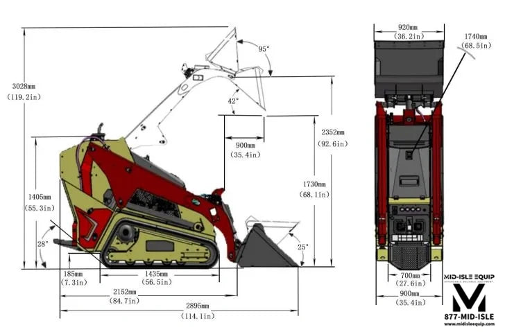 2025 DERETTE V1000 25HP KUBOTA DIESEL MINI SKID STEER