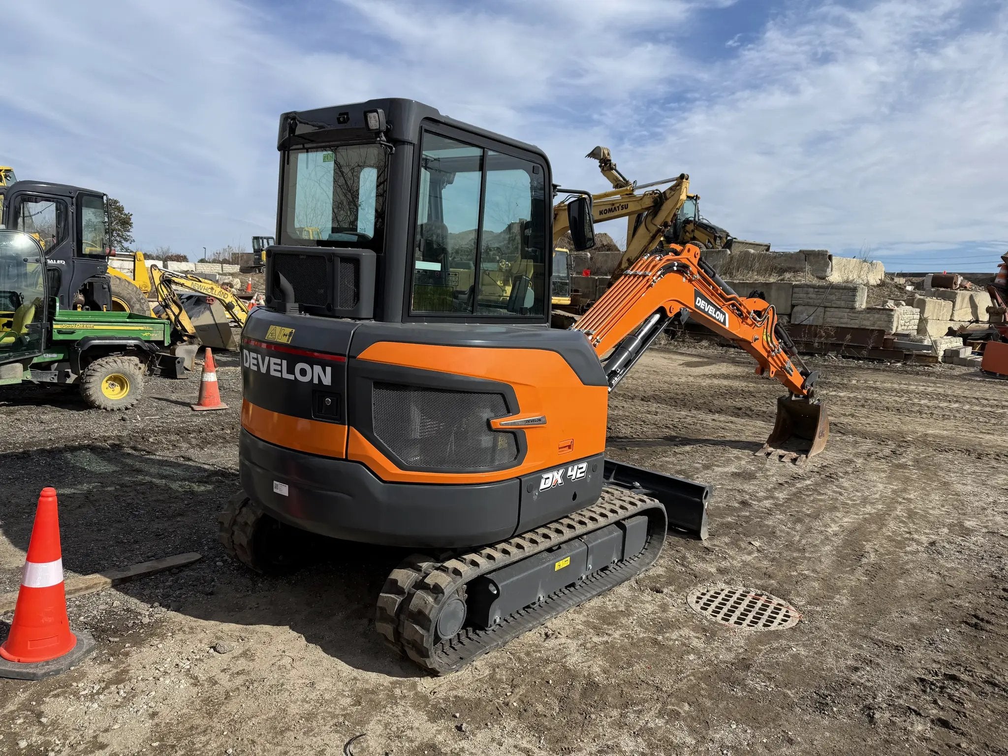 Develon DX42-7 4-Ton Mini Excavator 47 HP with Angle Blade