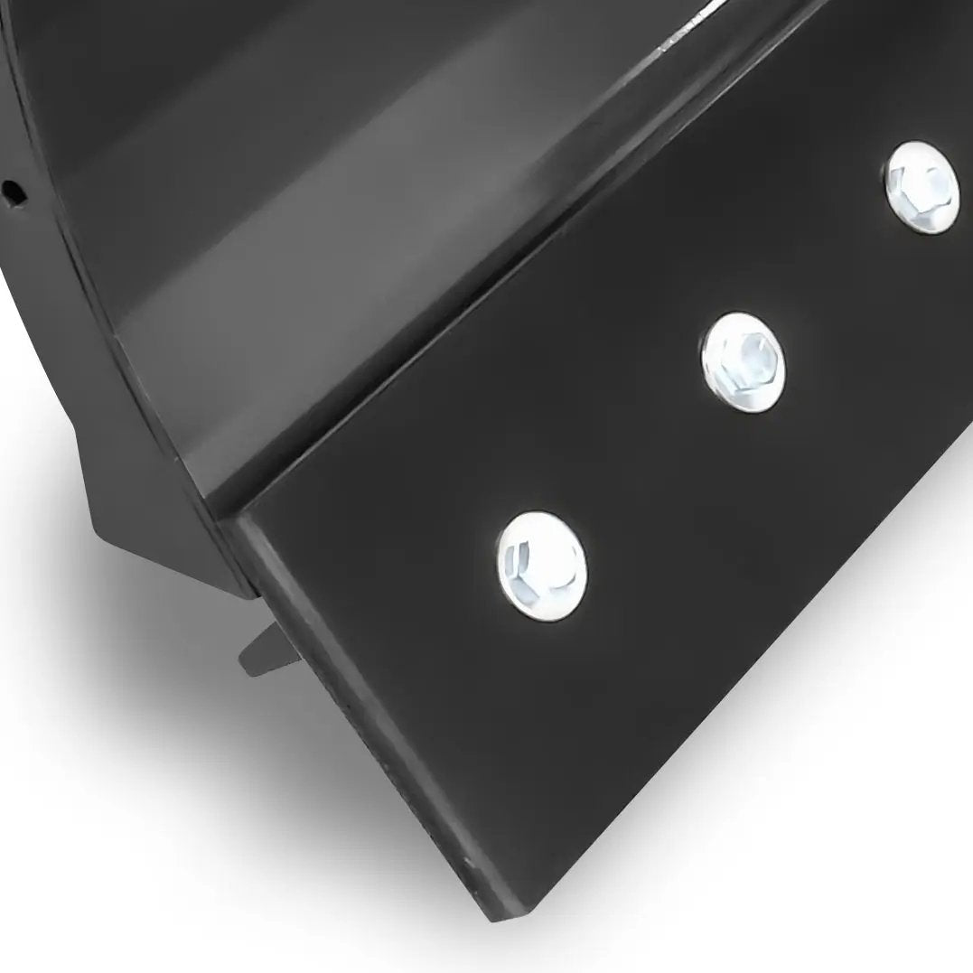 Virnig V50 hydraulic angle snow blade for skid steer, black steel with visible bolts