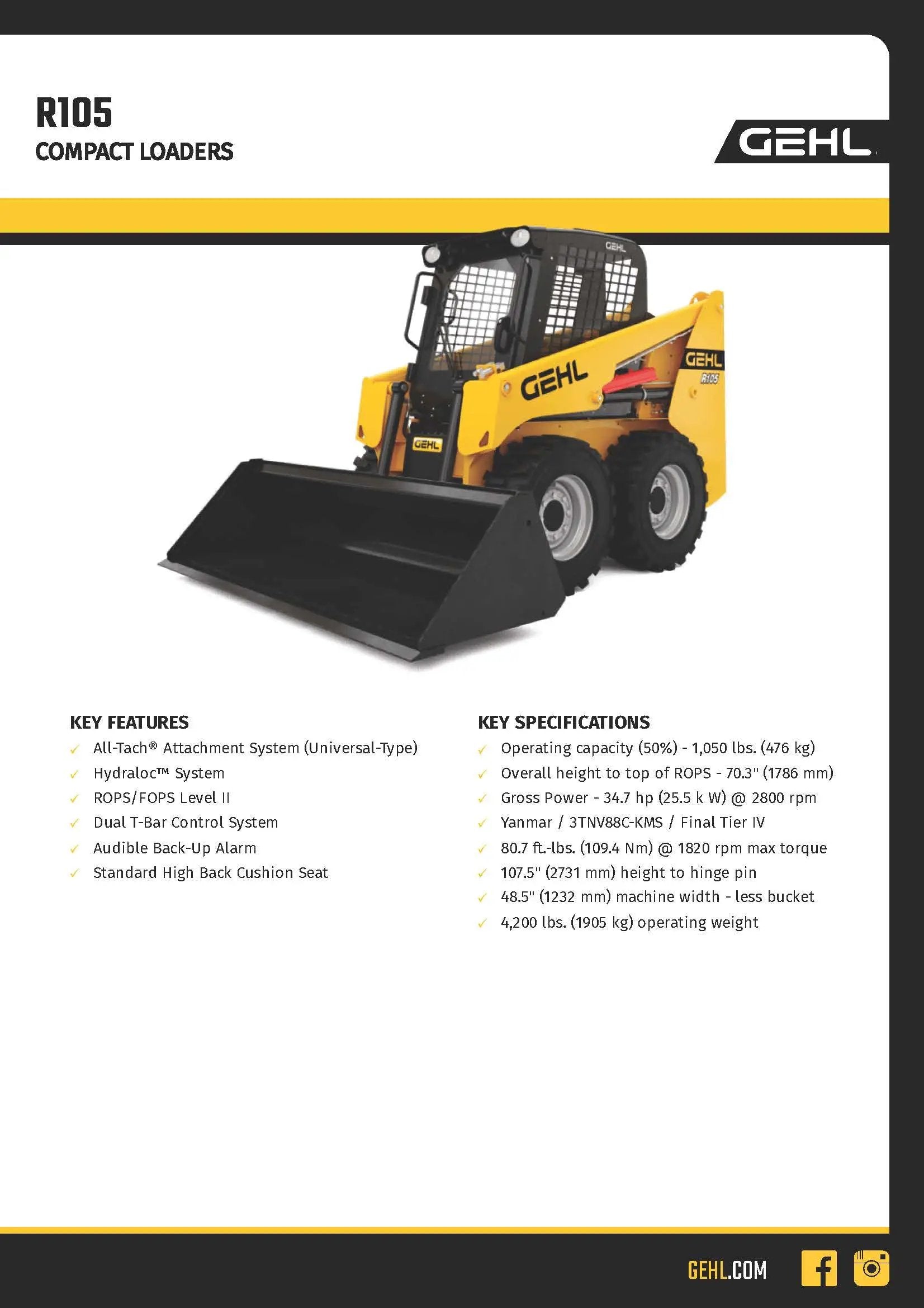 2020 GEHL R105 SKID STEER WHEEL LOADER YANMAR by GEHL