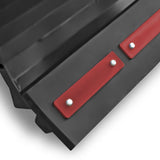 Virnig V50 hydraulic angle snow blade for skid steer with red mounting plates