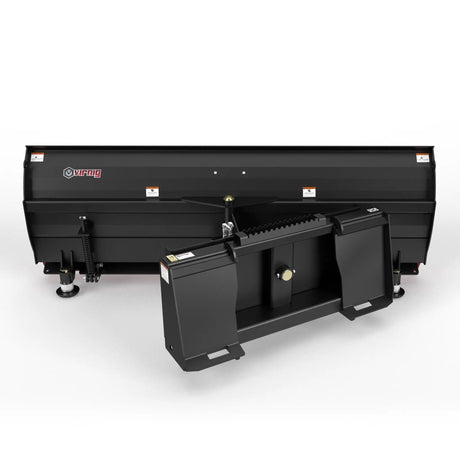 Virnig V50 hydraulic angle snow blade for skid steer, black steel attachment.