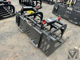 All-Star 72 Inch skid steer grapple bucket with teeth; black steel construction